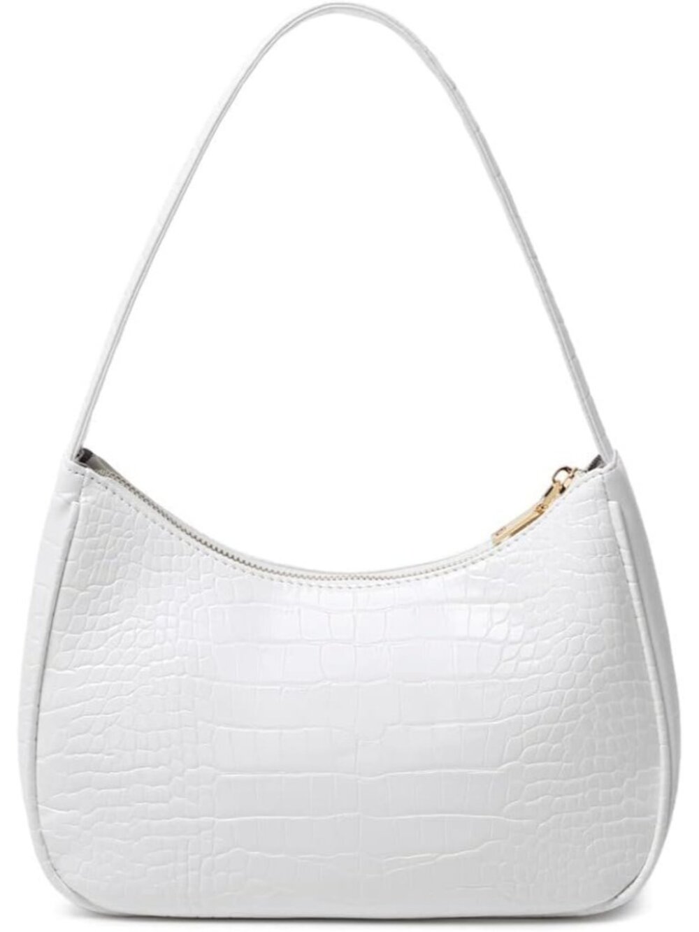 〽️Women Crocodile White Hobo Clutch Purse Zipper Closure Shoulder Tote Handbag